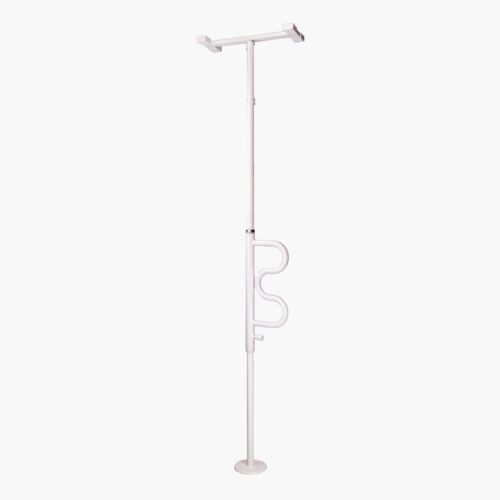 Wonder Pole Plus säkerhetsstolpe vit med roterbar greppbygel och takfäste | REHABgrossisten