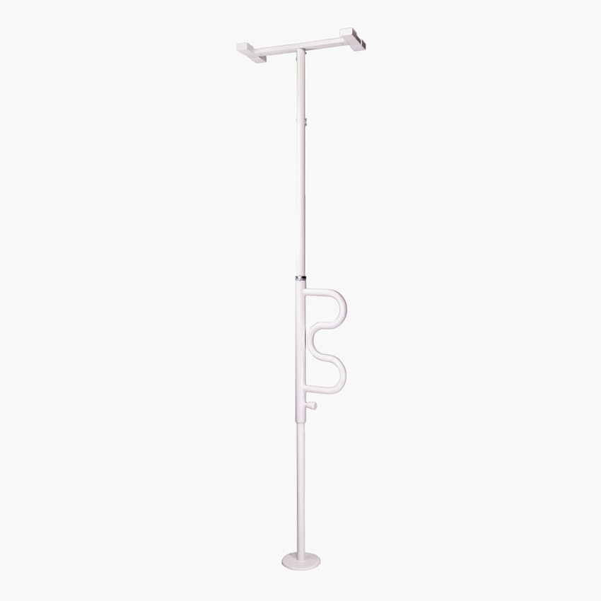 Wonder Pole Plus säkerhetsstolpe | REHABgrossisten Wonder Pole Plus säkerhetsstolpe vit med roterbar greppbygel och takfäste | REHABgrossisten